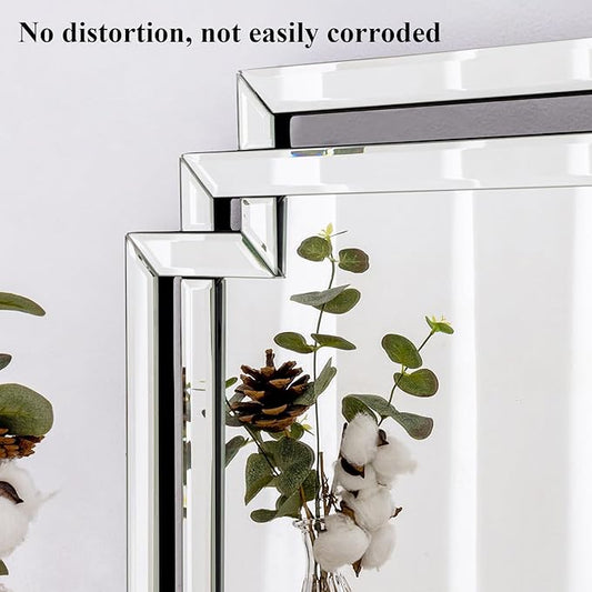 32" X 47" Large Bathroom Wall Mirror with Glass Pieces and Beveled Edge, Elegant Decorative Mirror for Wall Decor Living Room, Dining Room, Fireplace, Hang Horizontally or Vertically
