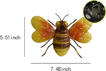 Metal Bee Wall Decor Art Outdoor Garden Fence Patio Yard Art,Hanging Decorations for Living Room, Bedroom,3 Pack