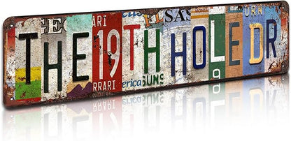 The 19th Hole Retro Metal Tin Sign - Vintage Golf Theme Rustic Wall Art for Bar, Man Cave, Garage, Sports Pub Décor - 4x16 Inch