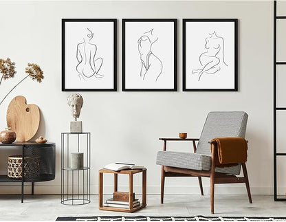 Minimalist Line Wall Art Woman Body Outline Wall Art Prints Women Figure Drawing Painting Body Line Wall Decor Female Wall Art Abstract Woman Silhouette Canvas Art Aesthetic 12x16x3 Inch Framed