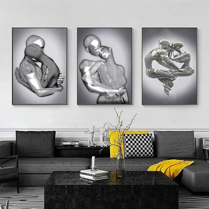 ZMURED 3D Wall Art Decor Artwork Figure Statue Modern Art Canvas Painting,Large Wall Art for Bathroom Bedroom Decoration (Hold Red Heart)