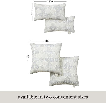 Martha Stewart Modern Banana Leaves Indoor Outdoor Decorative Lumbar Pillow 2-Pack Set, UV Fade Resistant, Water Repellent, Printed Tropical Design, Warm Grey, 11"x18"