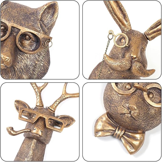 Joogour Head Wall Mount Decor,Resin Animal Sculptures，Art Deco Wall Hanging Decoration for Living Room Bedroom Officeroom Gift (Rabit)