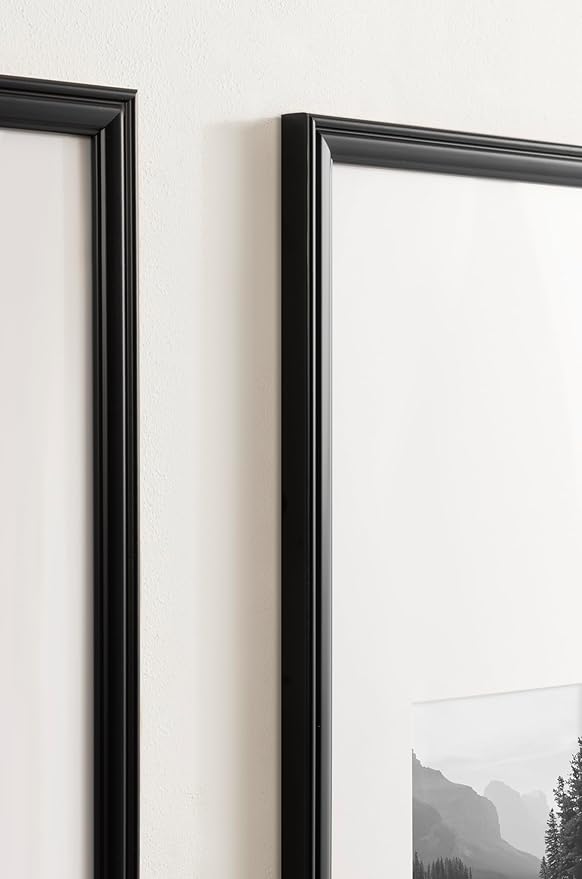 Kate and Laurel Adlynn Rectangular Panel Picture Frame Set of 2, 14 x 30 matted to 8 x 10, Black, Modern Two-Piece Photo Frame Set for Gallery Wall Decor in Living Room Wall Display
