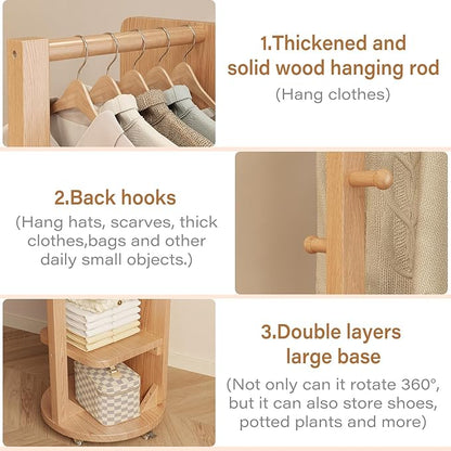 WoodsWhisper Full Length Mirror Coat Rack Solid Wood Floor Mirror 66"x12" Full Length Mirror with Stand Long Mirrors for Bedroom,Living Room (Natural-Mobile, 66" Lx12 W)