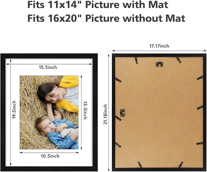 Golden State Art, 16x20 Picture Frame Set of 6 - Matted to 11x14 Photo - Engineered Wood Gallery Frame Set - Wall Mounting (Black,6 Pack)