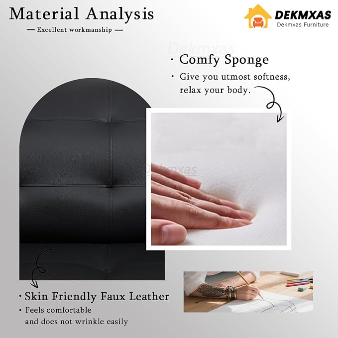 Faux Leather Sofa Set, Living Room Furniture Sets, 3PCS Sofa Couches Black Loveseat and 2 Chairs for Bedroom, Apartment, for Living Room