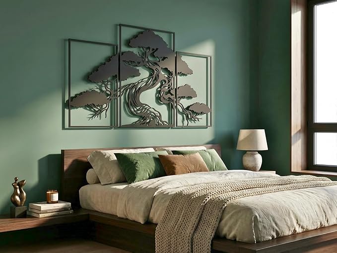 Vailla Tree of Life Wall Art Decor Set of 3 Wall Hanging Sculpture Modern Wall Home Decoration 3D Textured Sculptures for Living Room Bedroom Office Dinnig Room 3 Panels Family Tree Wall Hangings