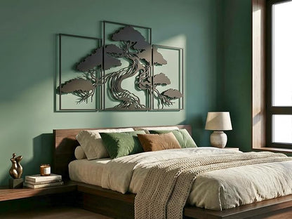 Vailla Tree of Life Wall Art Decor Set of 3 Wall Hanging Sculpture Modern Wall Home Decoration 3D Textured Sculptures for Living Room Bedroom Office Dinnig Room 3 Panels Family Tree Wall Hangings