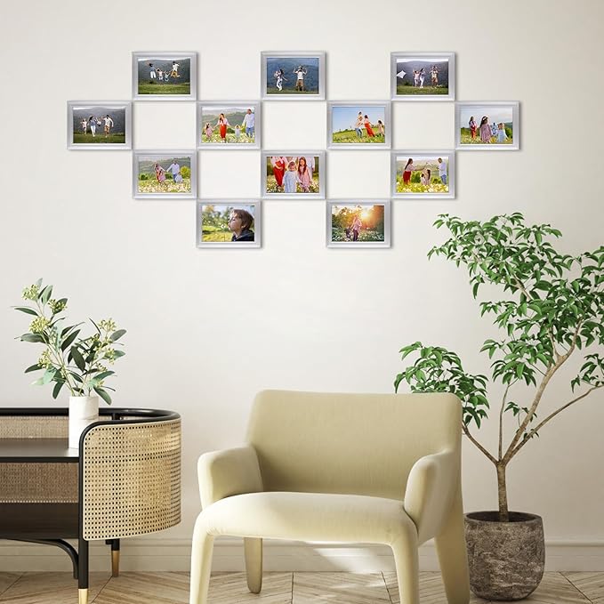 Giftgarden 5x7 Picture Frame Silver Set of 12, Multi Modern 5 by 7 Photo Frames Bulk for Wall or Tabletop Display