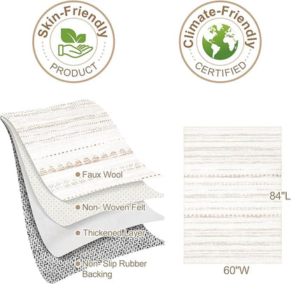 Nakagishi Area Rug Living Room Rugs: 5x7 Large Soft Machine Washable Boho Moroccan FarmNeutral Stain Resistant Indoor Floor Carpet for Bedroom Under Dining Table Home Office Decor-Cream Brown