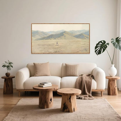 CHDITB Jesus Leaves The 99 Parable of The Lost Sheep Framed Canvas Wall Art(40"x20"), Boho Mountain Nature Landscape Artwork Prints, Large Religious Christian Bible Story Faith LDS Gift Decor for Home Office Bedroom