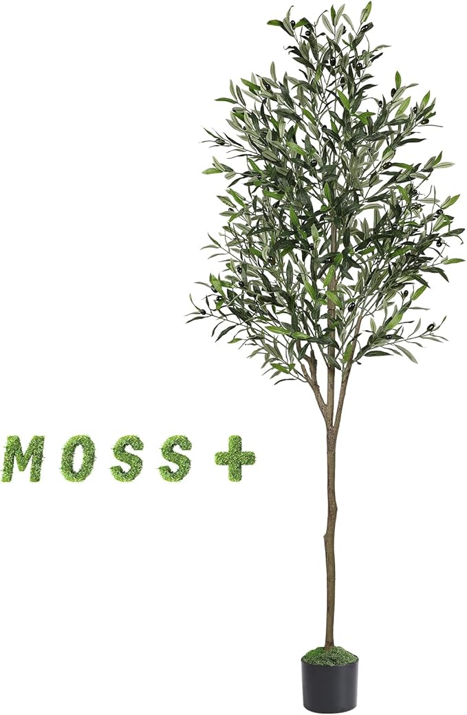 Alupssuc Olive Trees Artificial Indoor, 6FT Tall Faux Olive Tree with White Planter, Artificial Plants with Lifelike Fruits and Realistic Leaves for Modern Home Office Living Room Decor