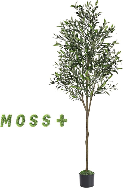 Alupssuc Olive Trees Artificial Indoor, 6FT Tall Faux Olive Tree with White Planter, Artificial Plants with Lifelike Fruits and Realistic Leaves for Modern Home Office Living Room Decor
