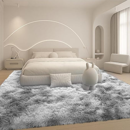 8x10 Area Rugs Living Room, Large Plush Fluffy Bedroom Carpet, Non-Slip Upgraded Indoor Thick Soft Rug, Modern Plush Carpet Suitable for Kids Home Decor Aesthetics Dorm, Dark Grey.