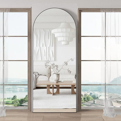 Full Length Mirror 71"x25" Arch Mirror Floor Mirror with Stand Wall Mirror Black Arched Full Body Mirror Standing Hanging or Leaning Against Wall Bedroom Mirrors for Entry, Living Room