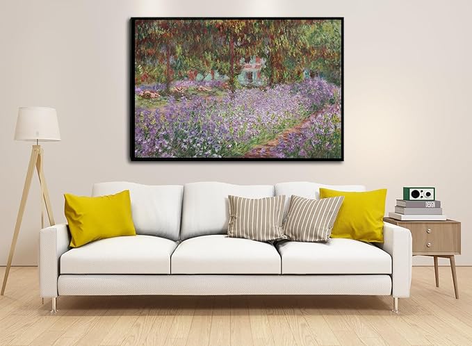 Irises in Monet's Garden, 1900 by Claude Monet - Large Canvas Art Wall Decor Painting Print Framed -24" x 36"