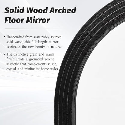 Antok Full Length Mirror 82"×44" Floor Mirror Standing Tall Mirror, Arched Stand up Large Wall Mirrors, Freestanding Full Body Mirrors for Bedroom Living Room Wood Vintage Style Black