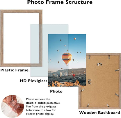 JCJMY 10x13 Rustic Brown Picture Frame Set of 6, Horizontal and Vertical Formats for Wall Hanging, 10 x 13 Wall Gallery Poster Photo Frames with Shatter Resistant Plexiglass, 6 Pack, Rustic Brown
