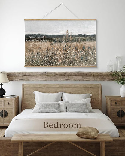 InSimSea 36x54 Large Canvas Scroll Christian Wall Art, Bible Verse with Wildflowers Religious Decor, Inspirational Oil Painting for Living Room, Prayer Room, Church