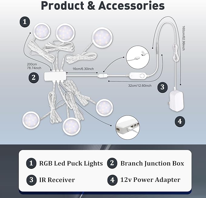 Cefrank Smart Puck Lights 6 Pack - [2700K-6000K Dimmable] WiFi Under Cabinet Lighting Kit, No Hub Alexa & Google Assistant Controlled, Easy Stick on Lights for Kitchen, Pantry, Closet & Safe