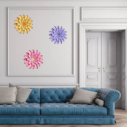 AHYS Metal Flowers Wall Decor Indoor Outdoor Metal Wall Art for Farmhouse Home Living Room Bedroom Bathroom Garden Decor - 12 Inch - Purple