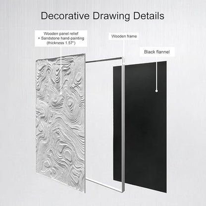 BrightA Large-scale white abstract wall artworks, wood wall decor for living room and office, horizontal wall art three-dimensional relief sandstone hand-painted decorations 23.6"x47.2"