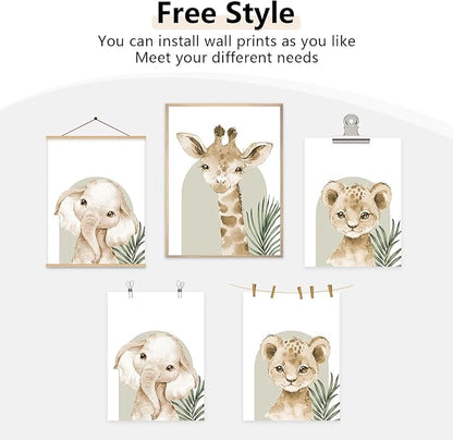 Tocliky Nursery Animal Wall Art Decor Safari Jungle Nursery Pictures Baby Boy Room Canvas Wall Decor Woodland Animals Prints Safari Giraffe Artwork for Boys Kids Bedroom 12x16 Inch Unframed Set of 3