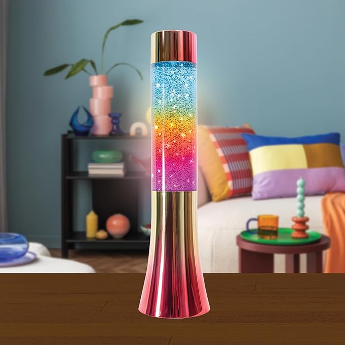 13" Rainbow Motion Glitter Lamp, 7 Vibrant Colors, Soothing Ambiance, Gift for Kids, Home Office Lamp, Home Office Decor, Perfect for Setting The Mood in Any Room