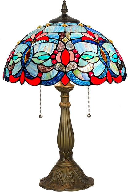 ARTZONE Tiffany Table Lamp[W16''xH24''], Tiffany Table Lights Antique Stained Glass Bedside Table Lamp for Bedside/Desk Reading/Living Room/Home Office/Bedroom