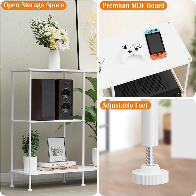 ETELI TV Stand for 50 Inch TV Tall Entertainment Center with Storage 3 Tier TV Console Table Stand Small Television Stands for Living Room and Bedroom White