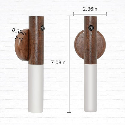 Motion Sensor Night Light, Motion Activated Night Light,Wall Lights Battery Operated,Rechargeable Wall Lights,Suitable for Kids Bathroom，Corridors, Closet ，Stairs, Bedrooms (Walnut Wood 1PC)