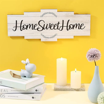 Jetec Home Sweet Home Sign, Rustic Wood Room Wall Decor, Farmhouse Plaque Wall Hanging Wooden Sign for Bedroom, Living Room, Wedding Decor(White)