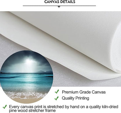 iKNOW FOTO 7 Multi Panel Xlarge Modern Canvas Prints Wall Art Blue Ocean Seascape Pictures Beach Landscape Printed On Canvas Ready to Hang for Living Room Home Office Decor 70x32 inch