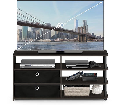 Furinno JAYA Simple Design TV Stand for up to 55-Inch with Bins, Walnut