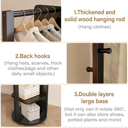 WoodsWhisper Full Length Mirror Coat Rack Solid Wood Floor Mirror 66"x12" Full Length Mirror with Stand Long Mirrors for Bedroom,Living Room (Black-Mobile, 66" Lx12 W)