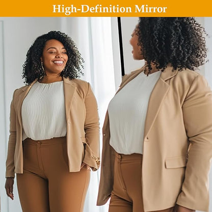 Dewfig Arched Full Length Mirror, 64"x21" Large Floor Mirrors with Stand, Full Body Mirror for Leaning Hanging, Standing Mirrors for Bedroom, Living Room,Dressing Room, Aluminum Alloy Frame, Black