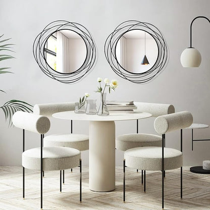 ironsmithn Wall Mirror Mounted Round Decorative Mirrors Circle for Bathroom Vanity, Living Room or Bedroom (Black1)