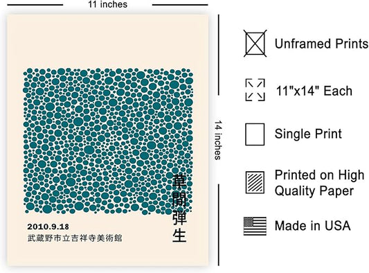 Poster Master Vintage Poster - Retro Infinity Dots Print - Abstract Japanese Art - Gift for Men & Women - Pop Art Decor for Office, Bedroom or Living Room - 11x14 UNFRAMED Wall Art