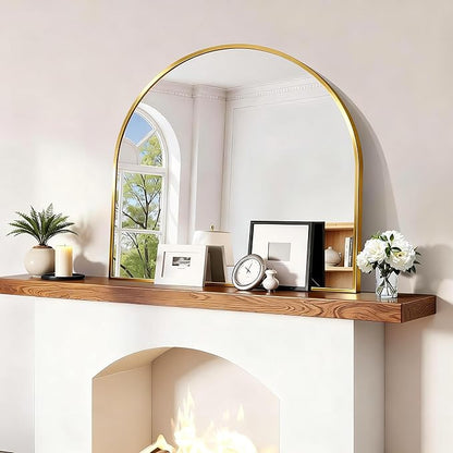 CIRCUMI Arched Wall Mirror, 30"x30" Gold Arched Mirror with Tempered Glass, Metal Frame, Large Size for Entryway Table, Mantel,Living Room,Over Sink,Arch Mirror for Decor,Shatterproof&Crystal-Clear
