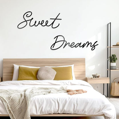 Zzbakress Sweet Dreams Wall Decor For Bedroom, Black Metal Above Bed Wall Decor Large Modern Living Room Farmhouse Sign Wall Decorations For Office Home Bedroom Art(Black, Farmhouse-Large)