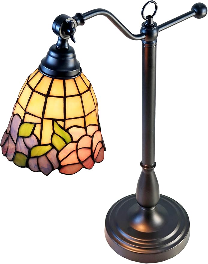 Dale Tiffany TA25029 Tiffany Desk Lamp with Handmade Stained Glass Shade, De Anaza, Multicolor, 24-Inch Tall