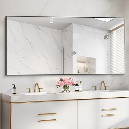 COFENY 36x72inch Bathroom Mirror, Black Rectangle Mirror with Thin Metal Frame, Large Rectangular Wall Mirrors for Bathroom, Living Roomm, Hair Salon, Big Farmehouse Mirror Hang Horizontal/Vertical