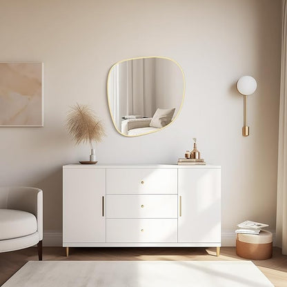 WallBeyond Asymmetrical Mirror, Irregular Wall Mirror, Wall Mirrors Decorative for Bedroom Living Room Entryway Hall, Unique Wall Mirror 27" H x 26" W, Gold