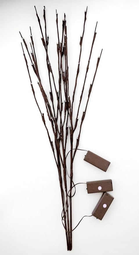 Fantasee 3 Pack 76cm 60 LED Branch Twig Light Tree Light Flexible Branch Decoration Lights for Indoor Home Shop Windows Vase Table Living Room, 5 Colors Available (Warm White)