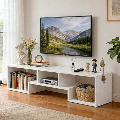Lightdot TV Stand for TVs up to 55'', Modern Entertainment Center with Open Storage Shelf Large capacity for collection, Media Table TV Console for Living Room/Bedroom/Sofa Cabinet,Easy Assembly-White