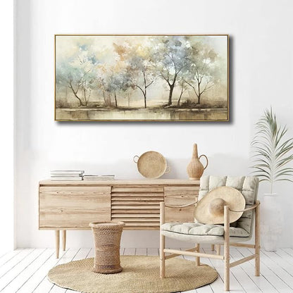 Abstract Wall Art Artwork Retro Trees Pictures Decor Canvas Painting Large Size Framed Ready to Hang Living Room Bedroom and Office Wall Decor 31x70 Inch