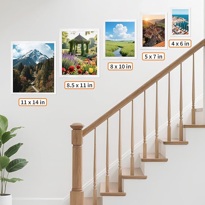 8x10 Picture Frame Set of 8, White Photo Frames for Tabletop or Wall Display, Fits Pictures 5x7 with Mat or 8x10 Without Mat, Frame Collage with HD Plexiglass for Gallery Home Wall Decor