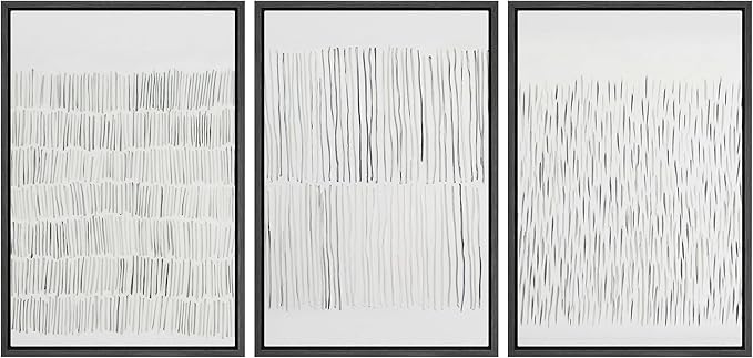 SIGNLEADER Framed Canvas Print Wall Art Set Minimalist Black and White Line Illustrations Minimal Decorative Bohemian Nordic for Living Room, Bedroom, Office - 24"x36"x3 BLACK