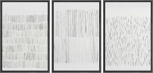 SIGNLEADER Framed Canvas Print Wall Art Set Minimalist Black and White Line Illustrations Minimal Decorative Bohemian Nordic for Living Room, Bedroom, Office - 24"x36"x3 BLACK